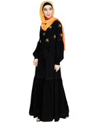 Dreamy Floral Embroiderd Abaya Black