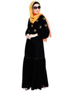 Dreamy Floral Embroiderd Abaya Black