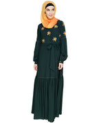 Dreamy Floral Embroiderd Abaya Green