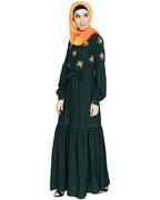Dreamy Floral Embroiderd Abaya Green
