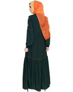 Dreamy Floral Embroiderd Abaya Green