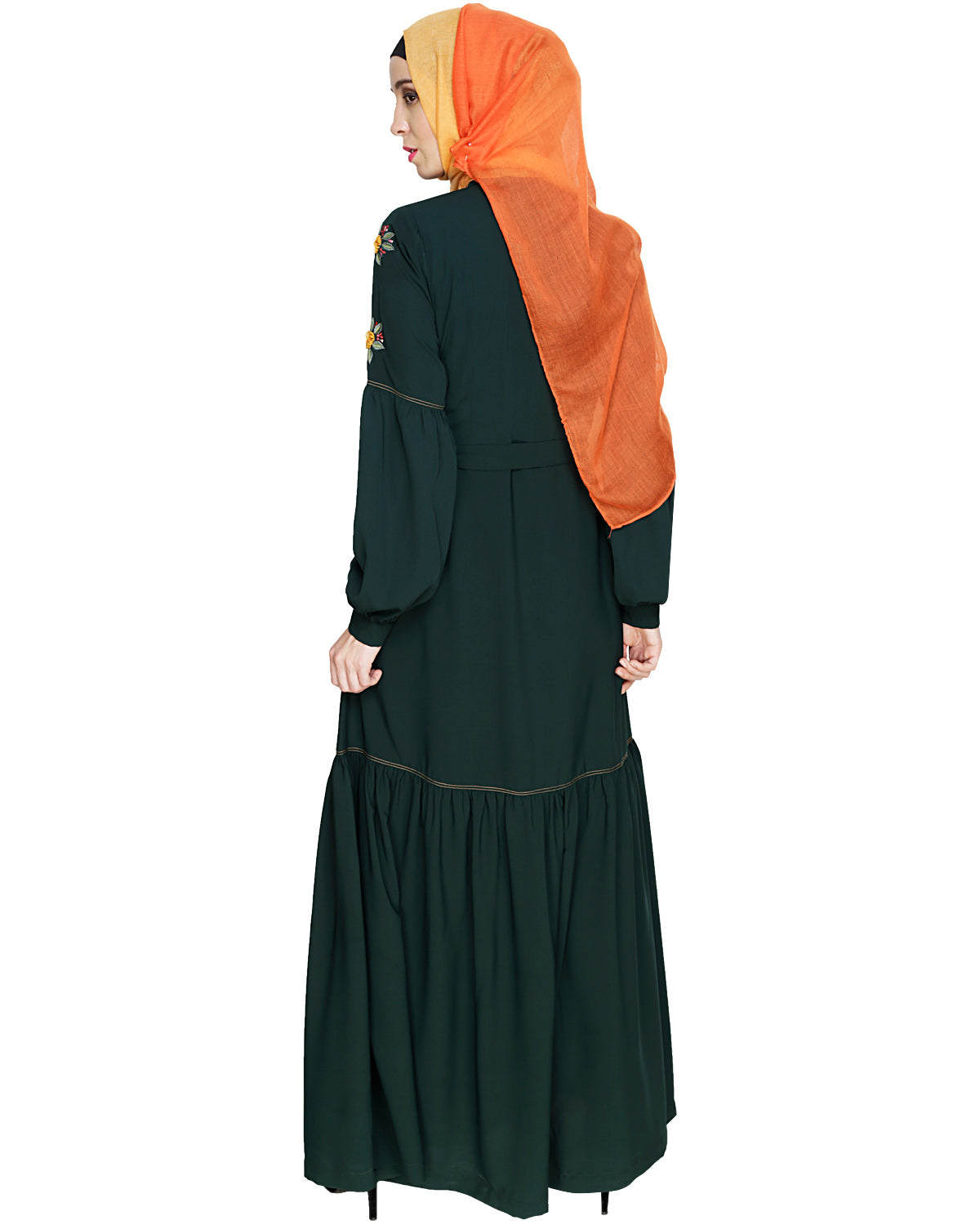 Dreamy Floral Embroiderd Abaya Green