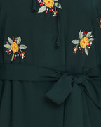 Dreamy Floral Embroiderd Abaya Green
