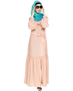 Dreamy Floral Embroiderd Abaya Peach