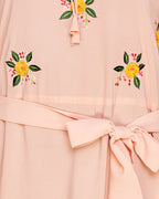 Dreamy Floral Embroiderd Abaya Peach