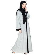 Contrast Embroidered Dubai Style Abaya Sage Green