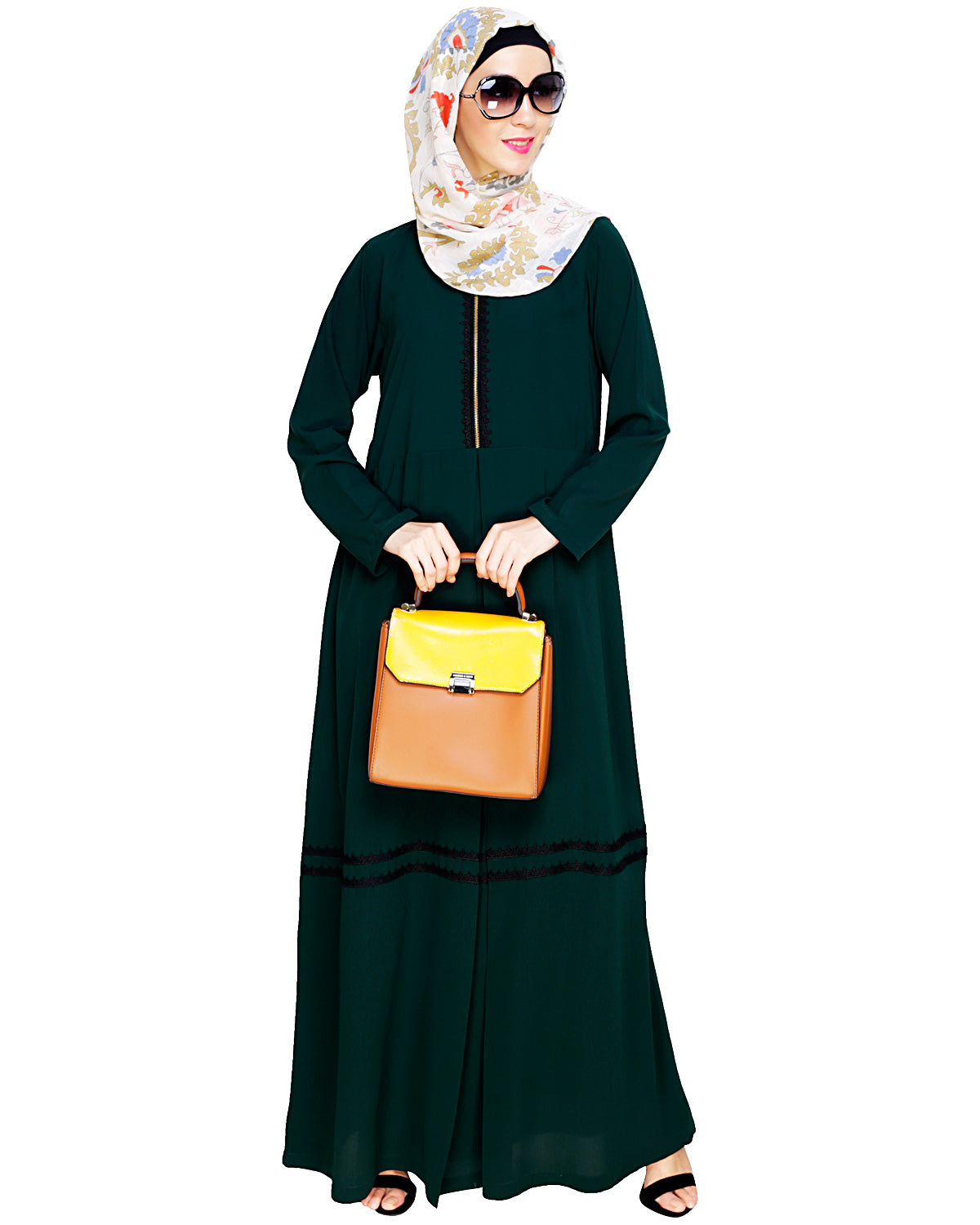 Graceful Lacy Abaya Green
