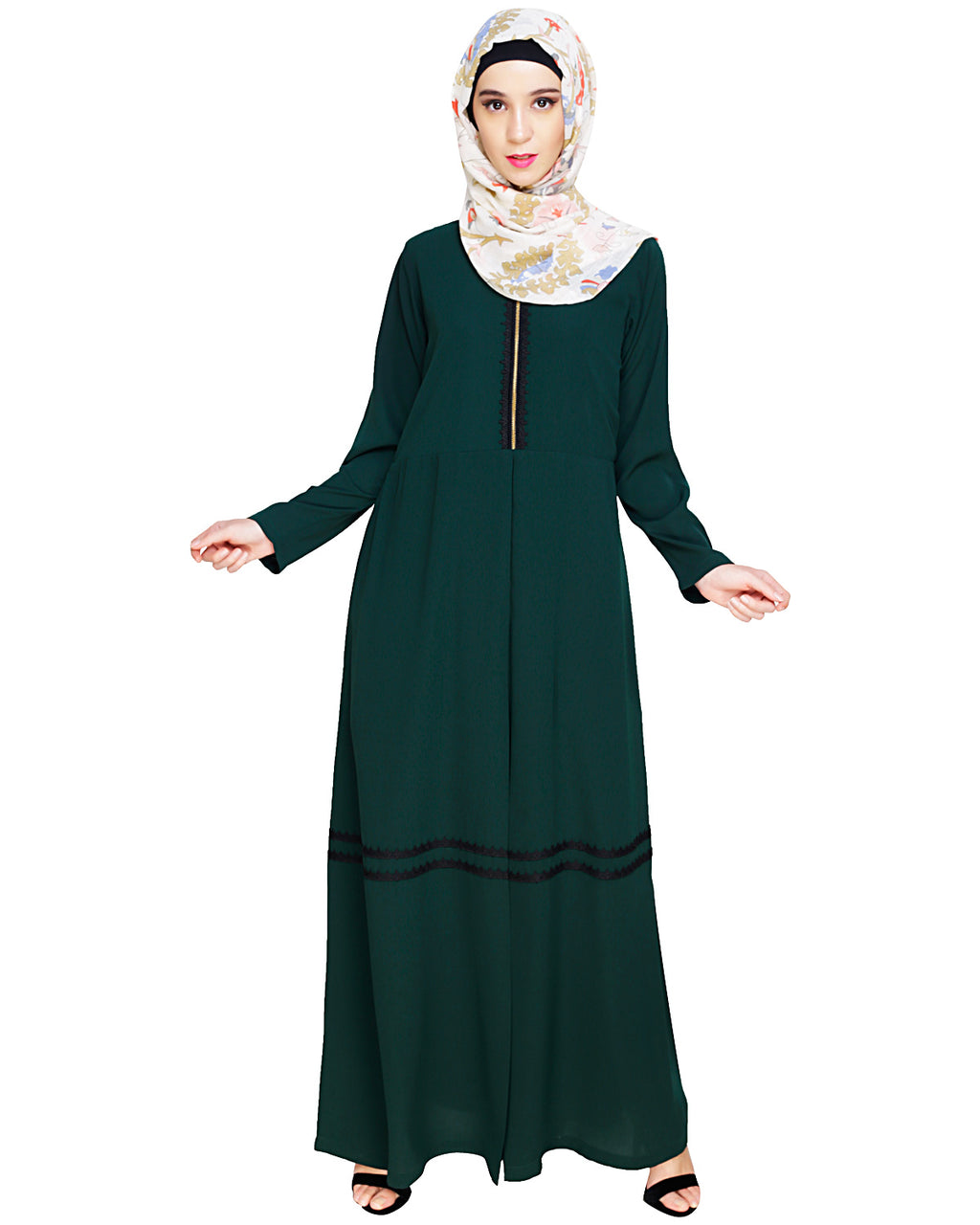 Graceful Lacy Abaya Green