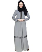 Graceful Lacy Abaya Grey