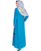 Graceful Lacy Abaya Teal Blue