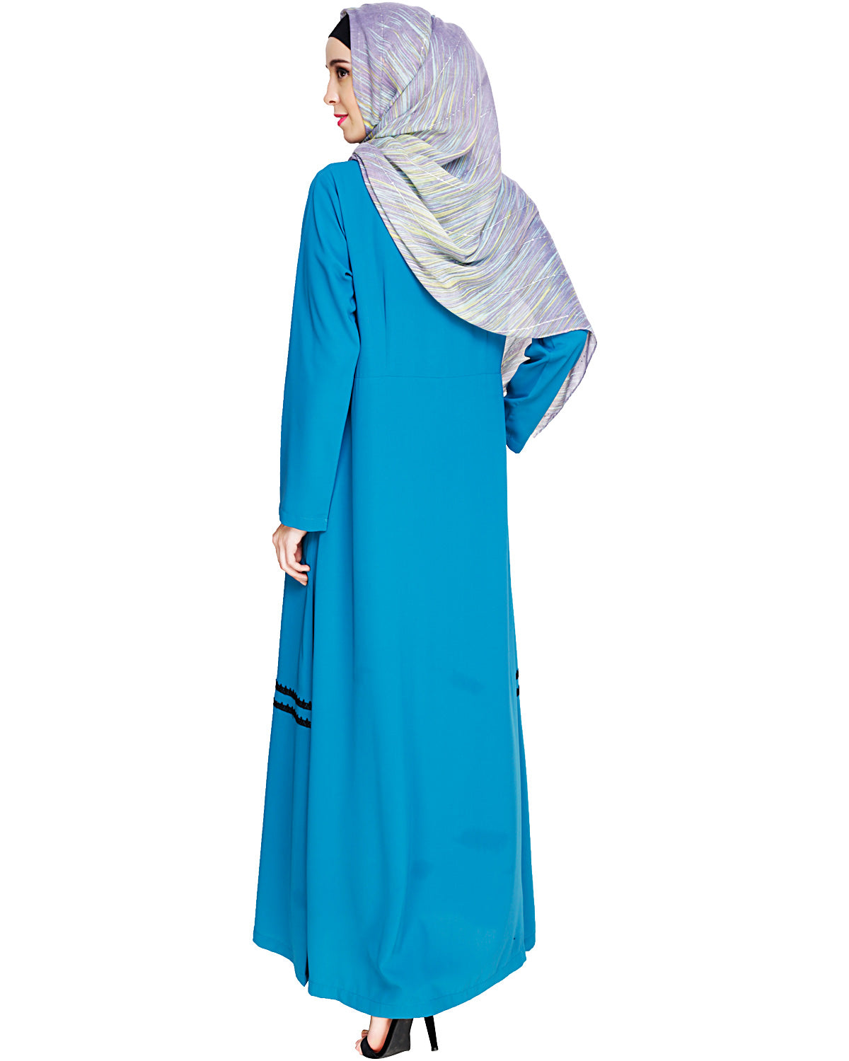 Graceful Lacy Abaya Teal Blue