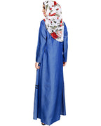 Graceful Lacy Dark Blue Denim Abaya Blue