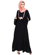 Boho Embroidered Abaya Grey