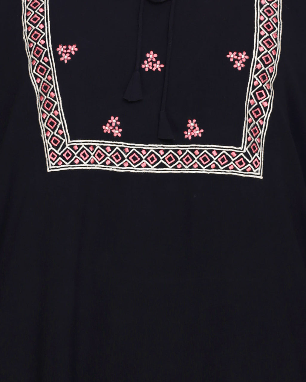 Boho Embroidered Abaya Black