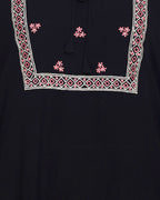 Boho Embroidered Abaya Black