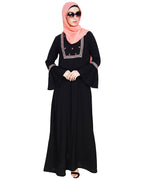 Boho Embroidered Abaya Grey