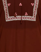 Boho Embroidered Abaya Brown