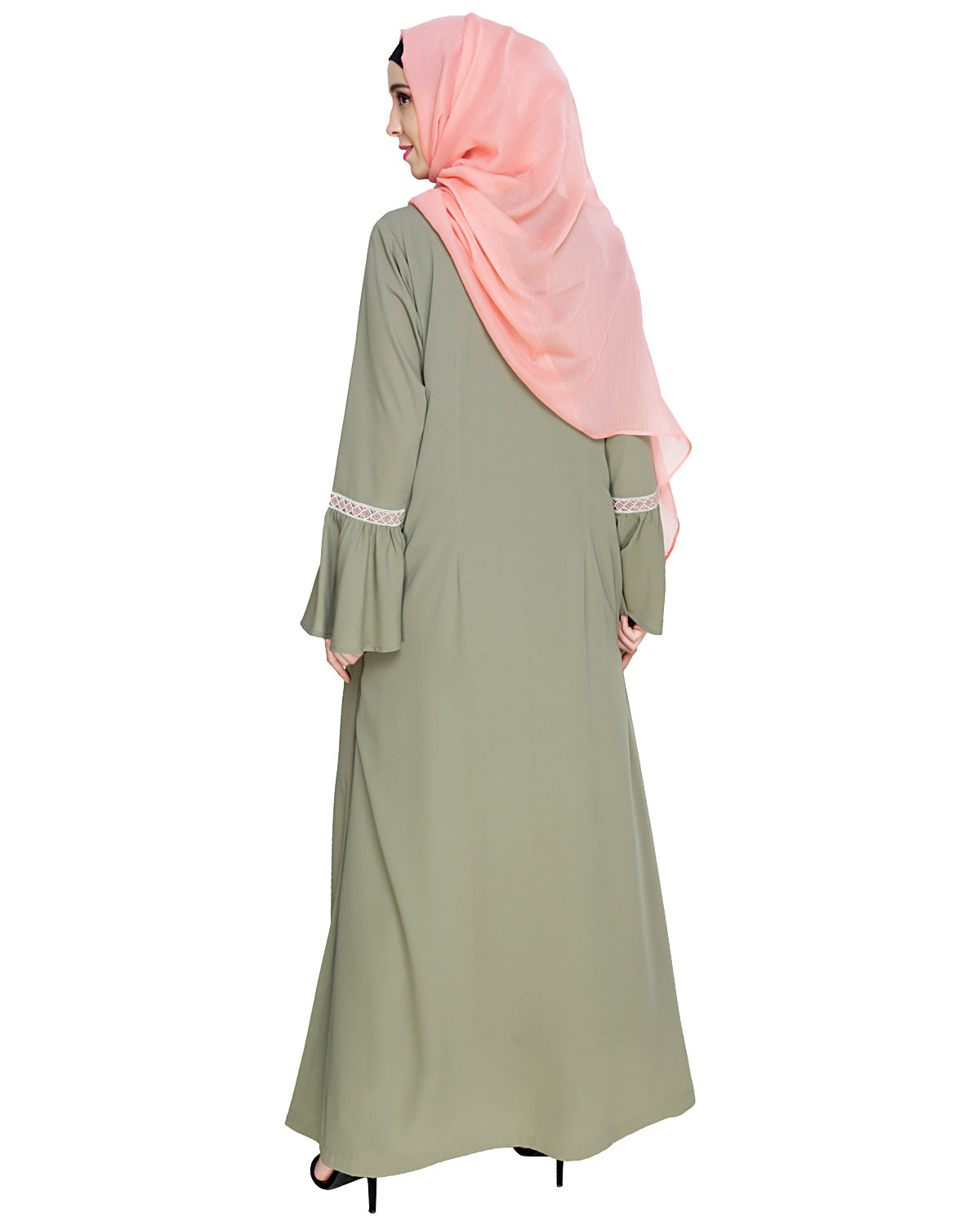 Boho Embroidered Abaya Brown