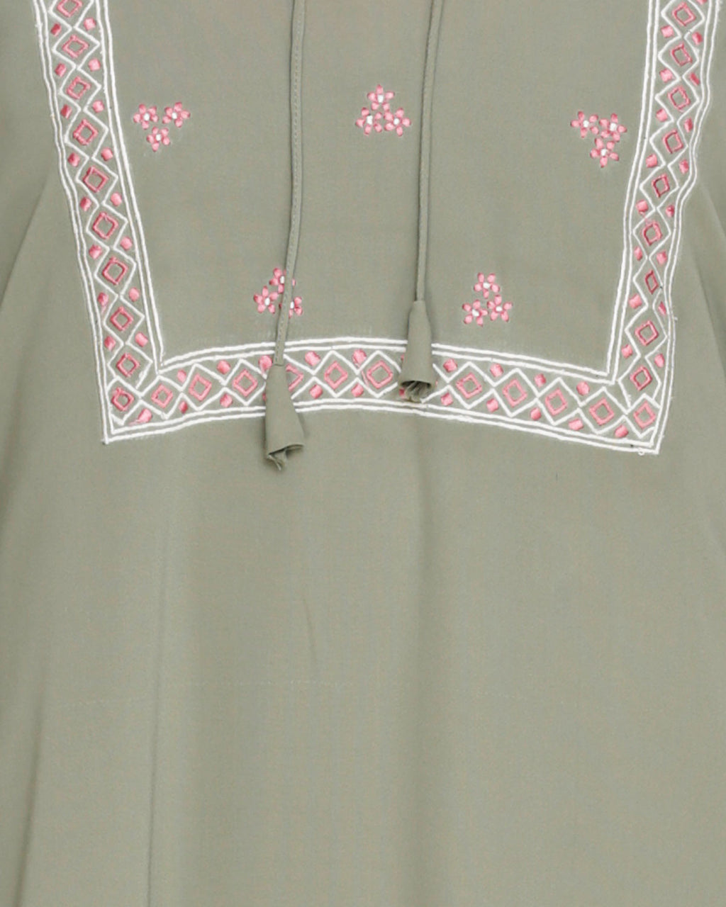 Boho Embroidered Abaya Dead Mint