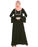 Boho Embroidered Abaya Olive