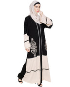 Flamboyant Embroidered Dubai Style Abaya Black