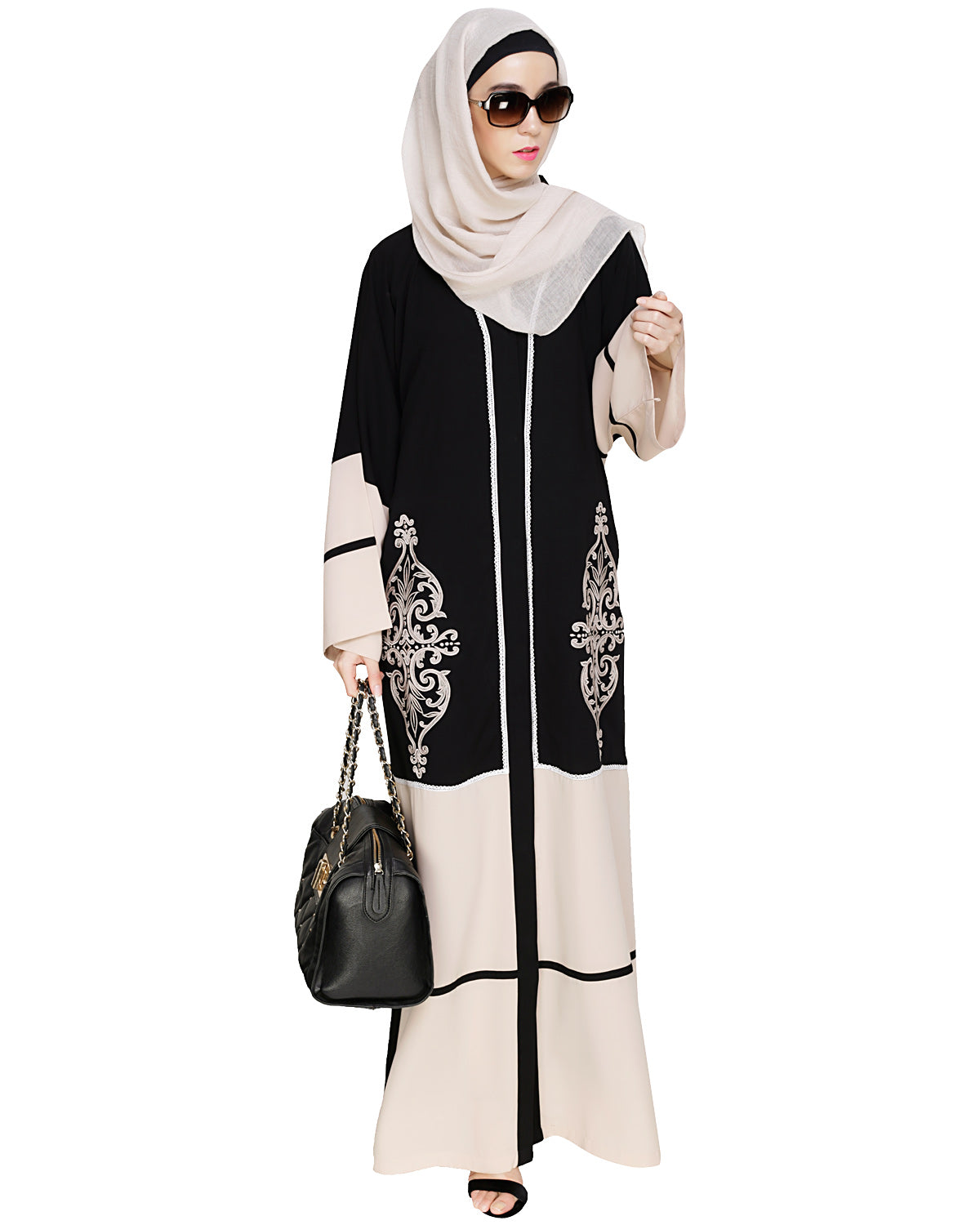 Flamboyant Embroidered Dubai Style Abaya Black