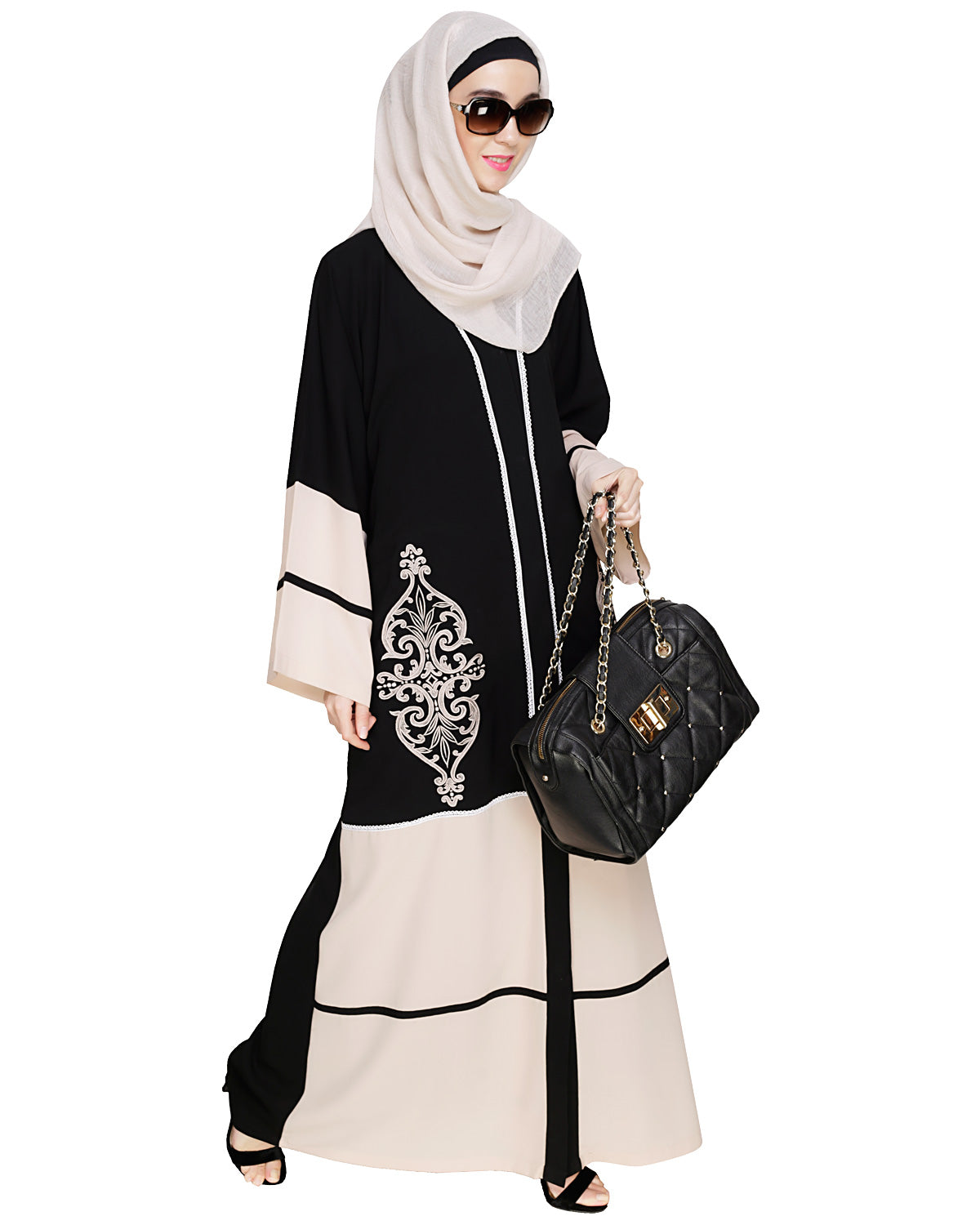 Flamboyant Embroidered Dubai Style Abaya Black