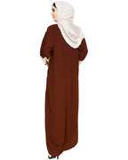 Flamboyant Embroidered Dubai Style Abaya Brown