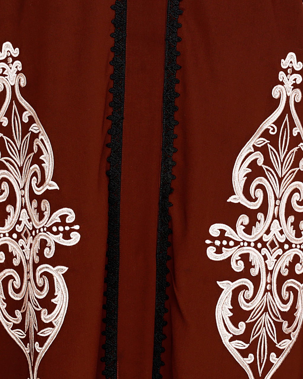 Flamboyant Embroidered Dubai Style Abaya Brown