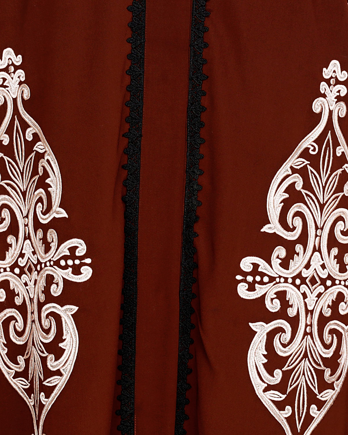 Flamboyant Embroidered Dubai Style Abaya Brown