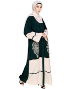 Flamboyant Embroidered Dubai Style Abaya Green