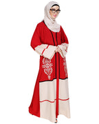 Flamboyant Embroidered Dubai Style Abaya Red