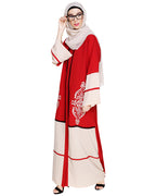 Flamboyant Embroidered Dubai Style Abaya Red