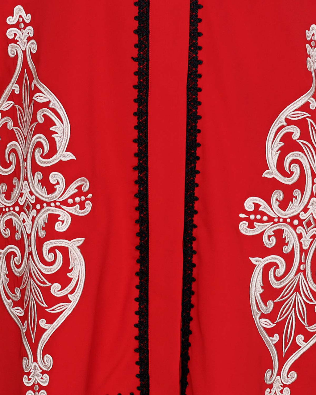 Flamboyant Embroidered Dubai Style Abaya Red