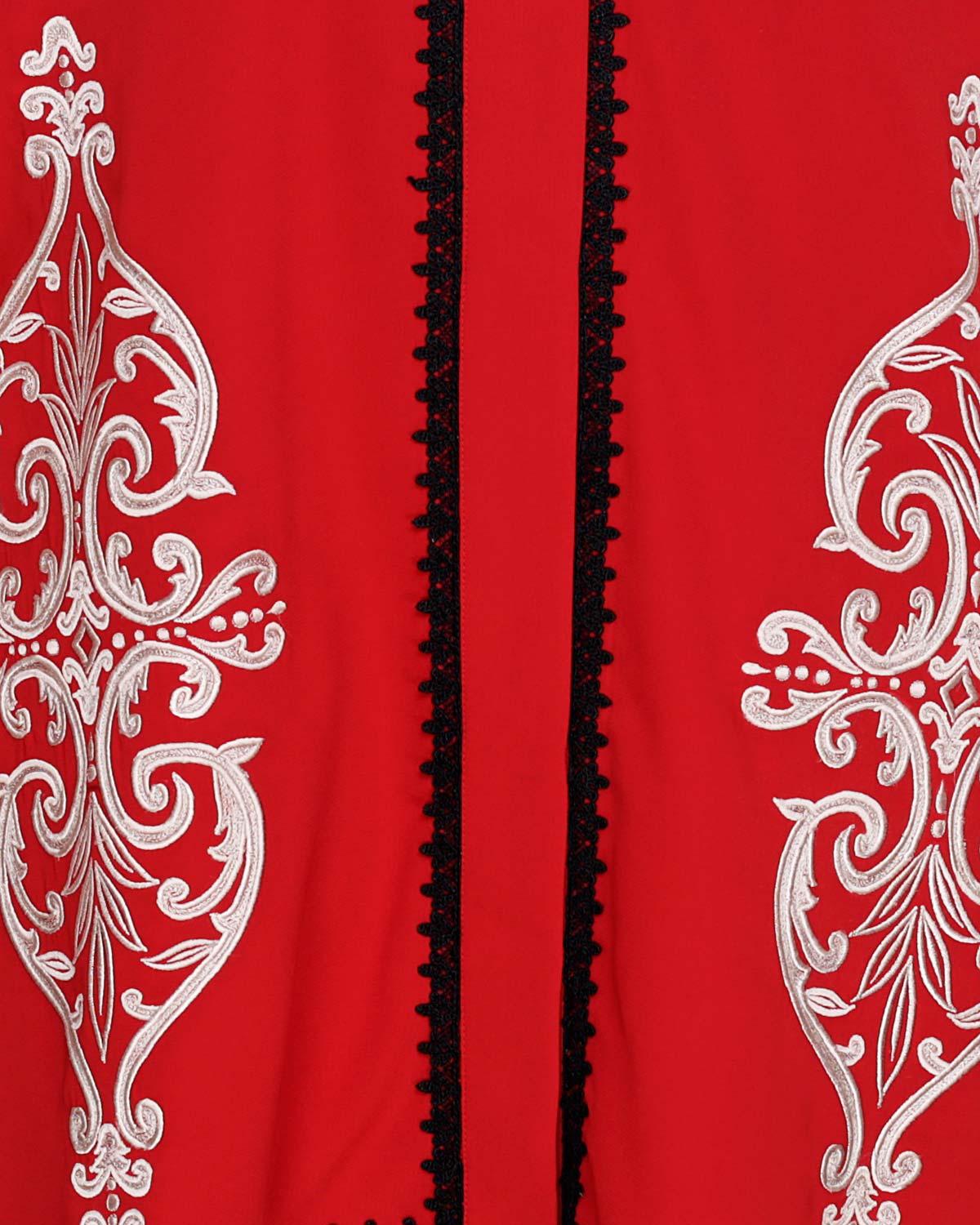 Flamboyant Embroidered Dubai Style Abaya Red