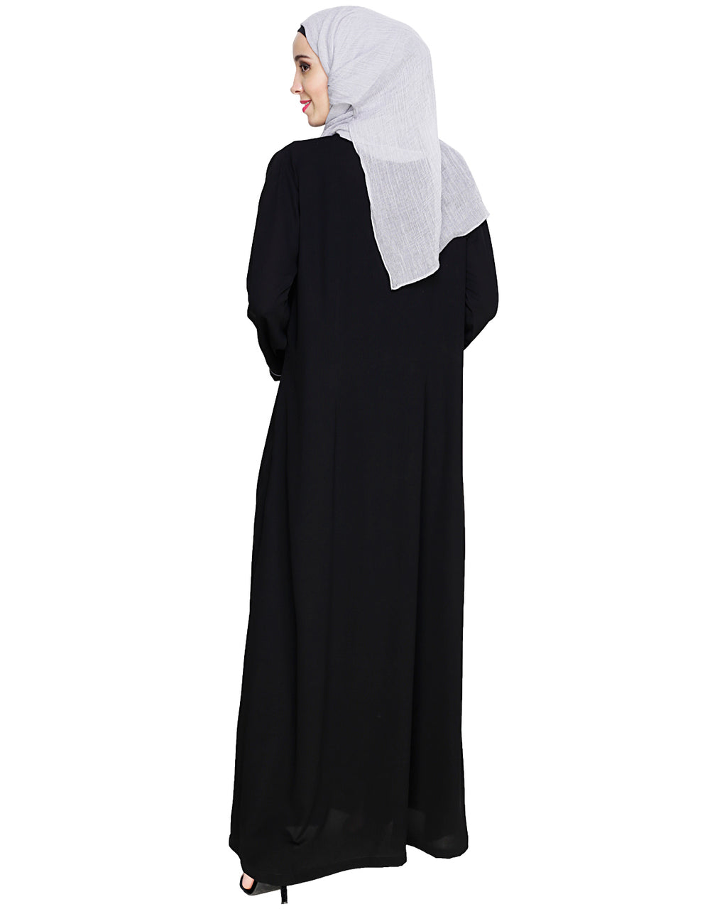 Whimsical Embroidered Dubai Style Abaya Black