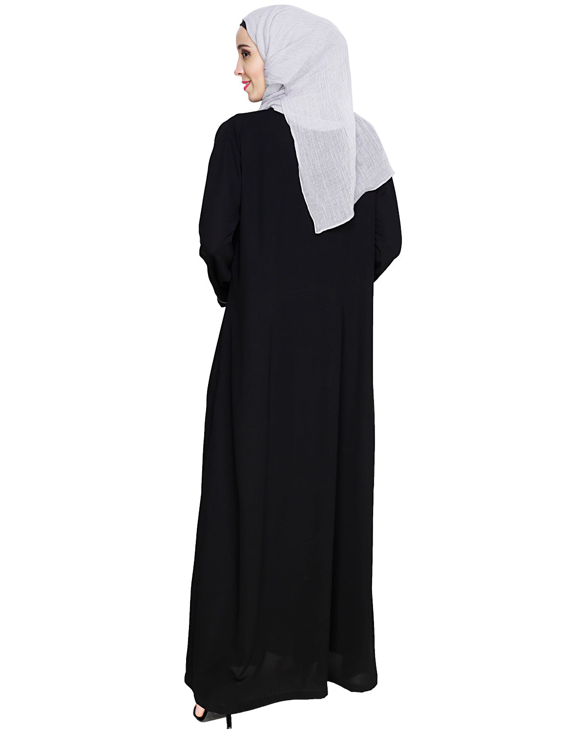 Whimsical Embroidered Dubai Style Abaya Black