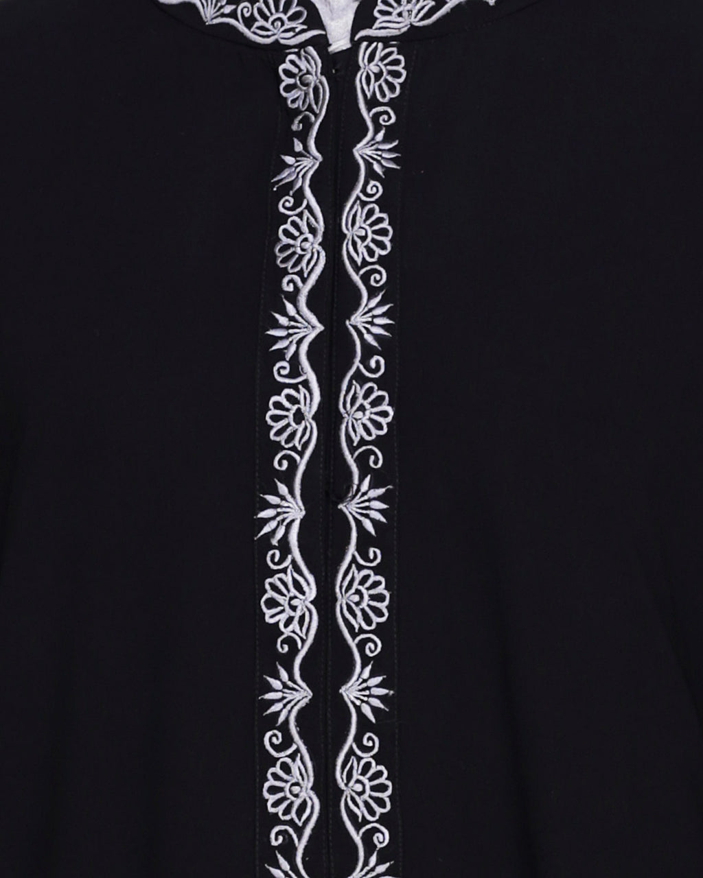 Lotus Embroidered Dubai Style Abaya Black