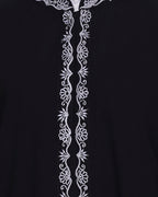 Lotus Embroidered Dubai Style Abaya Black