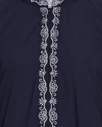 Lotus Embroidered Dubai Style Abaya Blue