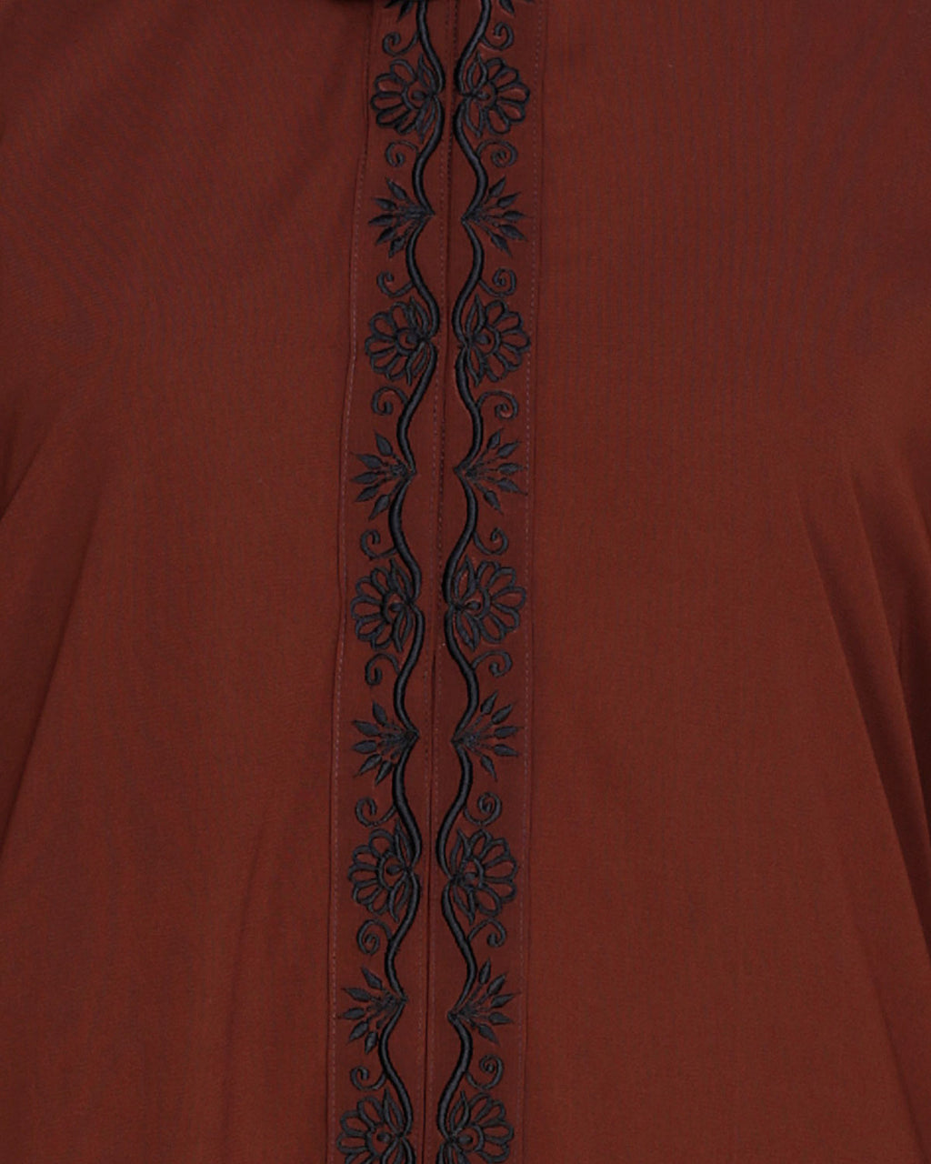 Lotus Embroidered Dubai Style Abaya Brown