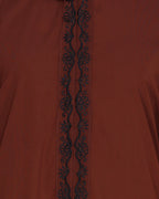 Lotus Embroidered Dubai Style Abaya Brown