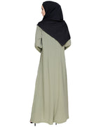 Lotus Embroidered Dubai Style Abaya Dead Mint