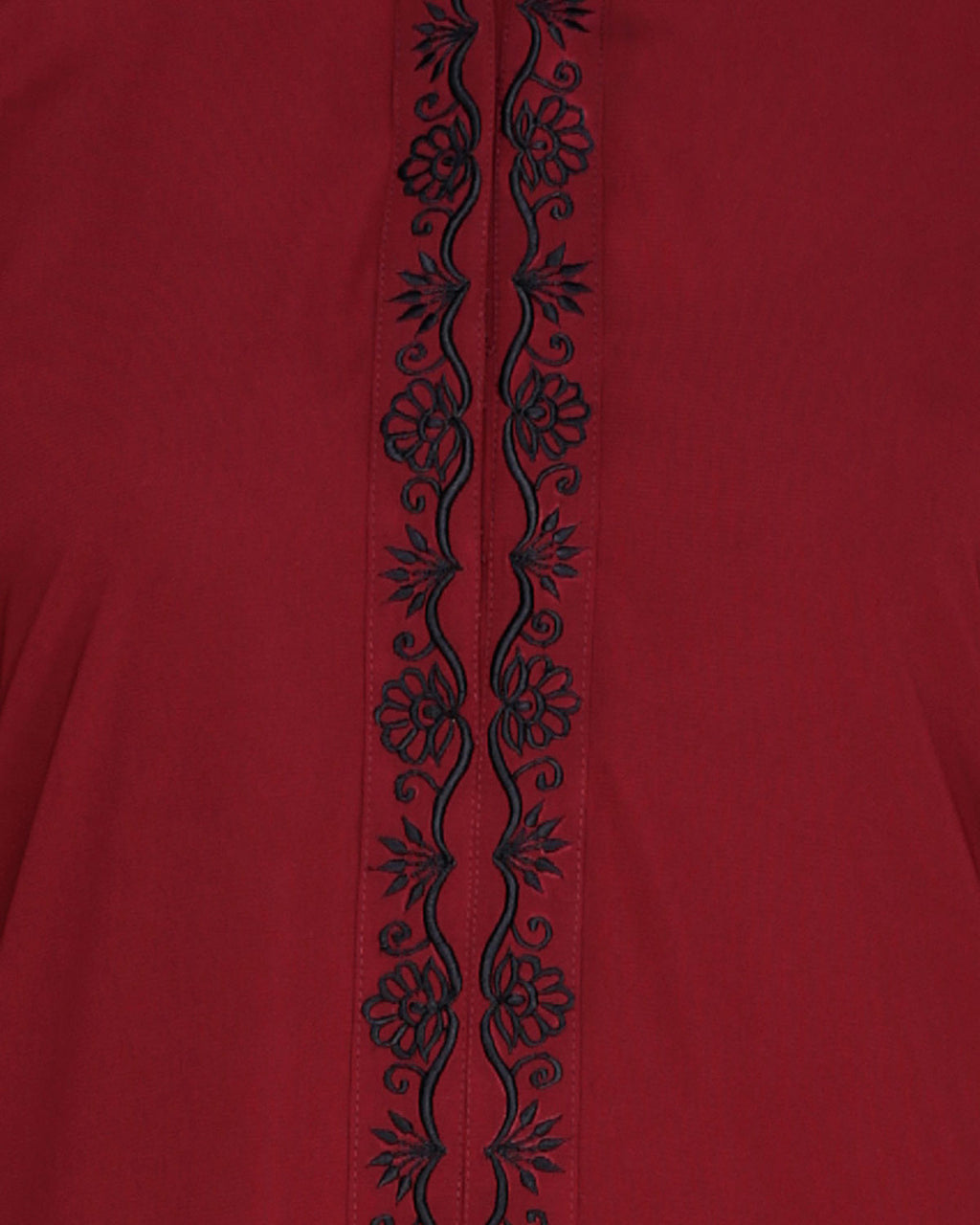 Lotus Embroidered Dubai Style Abaya Wine