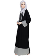 Embroidered Yoke Dubai Style Abaya Black