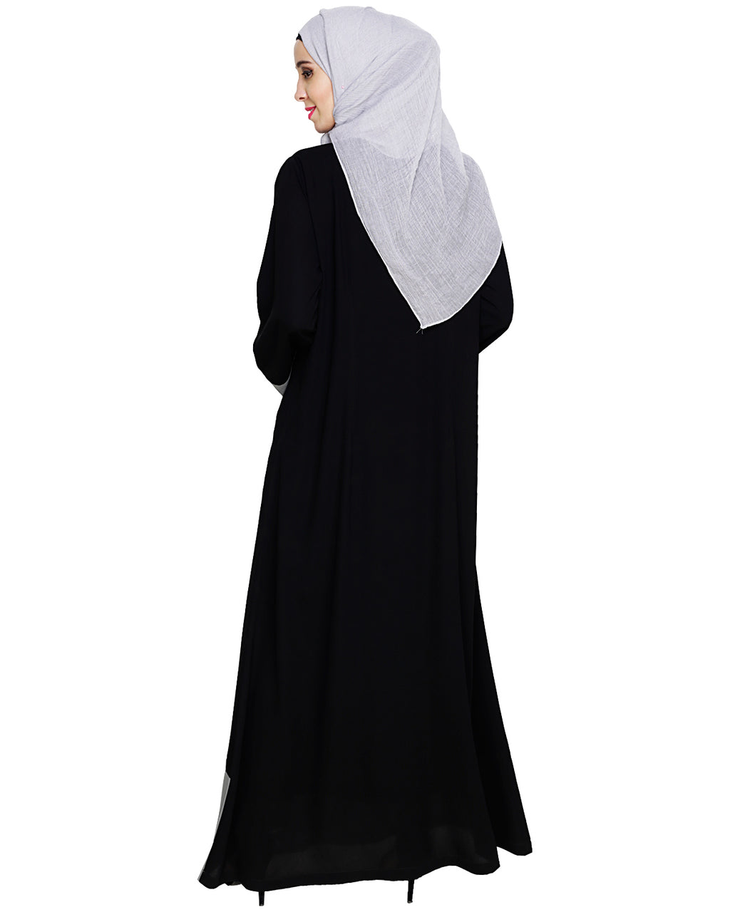 Embroidered Yoke Dubai Style Abaya Black