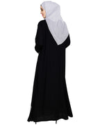 Embroidered Yoke Dubai Style Abaya Black
