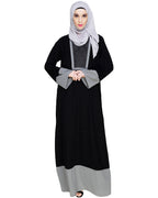 Embroidered Yoke Dubai Style Abaya Black