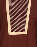 Embroidered Yoke Dubai Style Abaya Brown