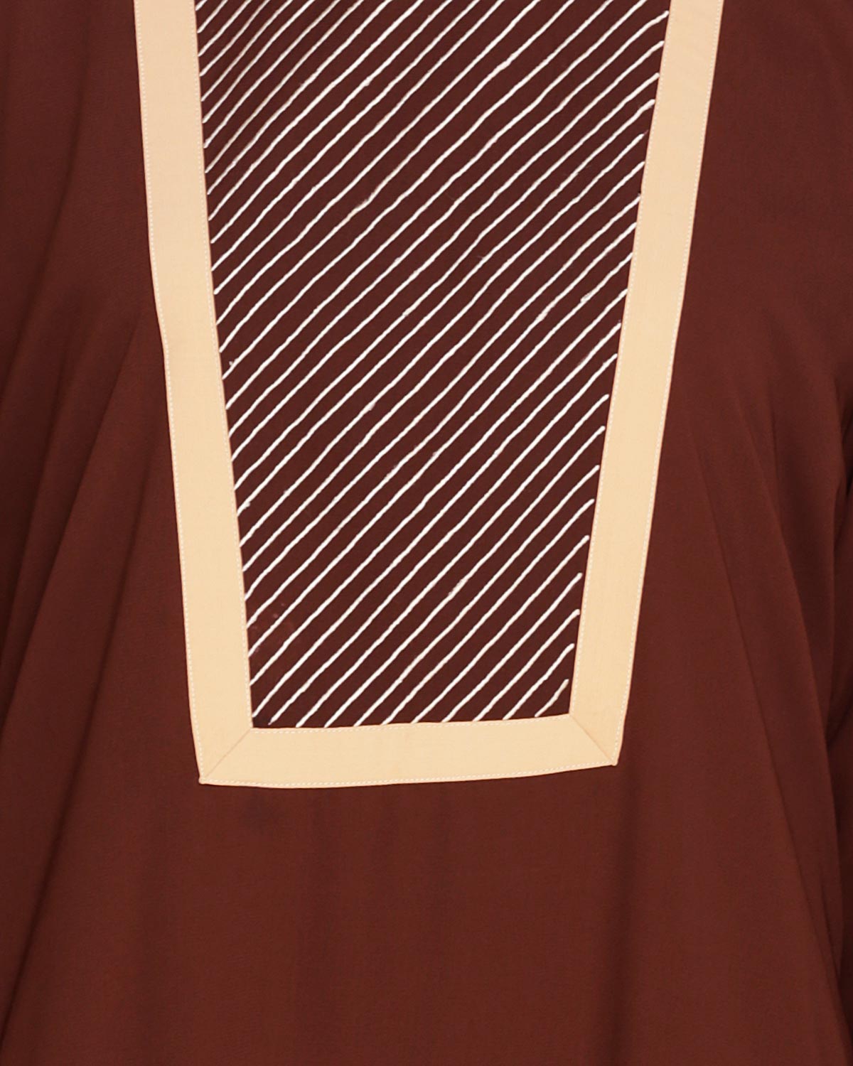 Embroidered Yoke Dubai Style Abaya Brown